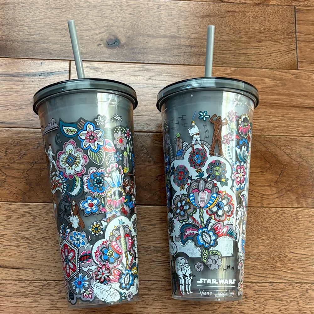 Vera Bradley Star Wars Floral Tumblers with Gray and Multicolor Design